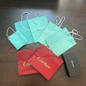 Tiffany, Cartier Paper Shopping Bag Assorted Lot